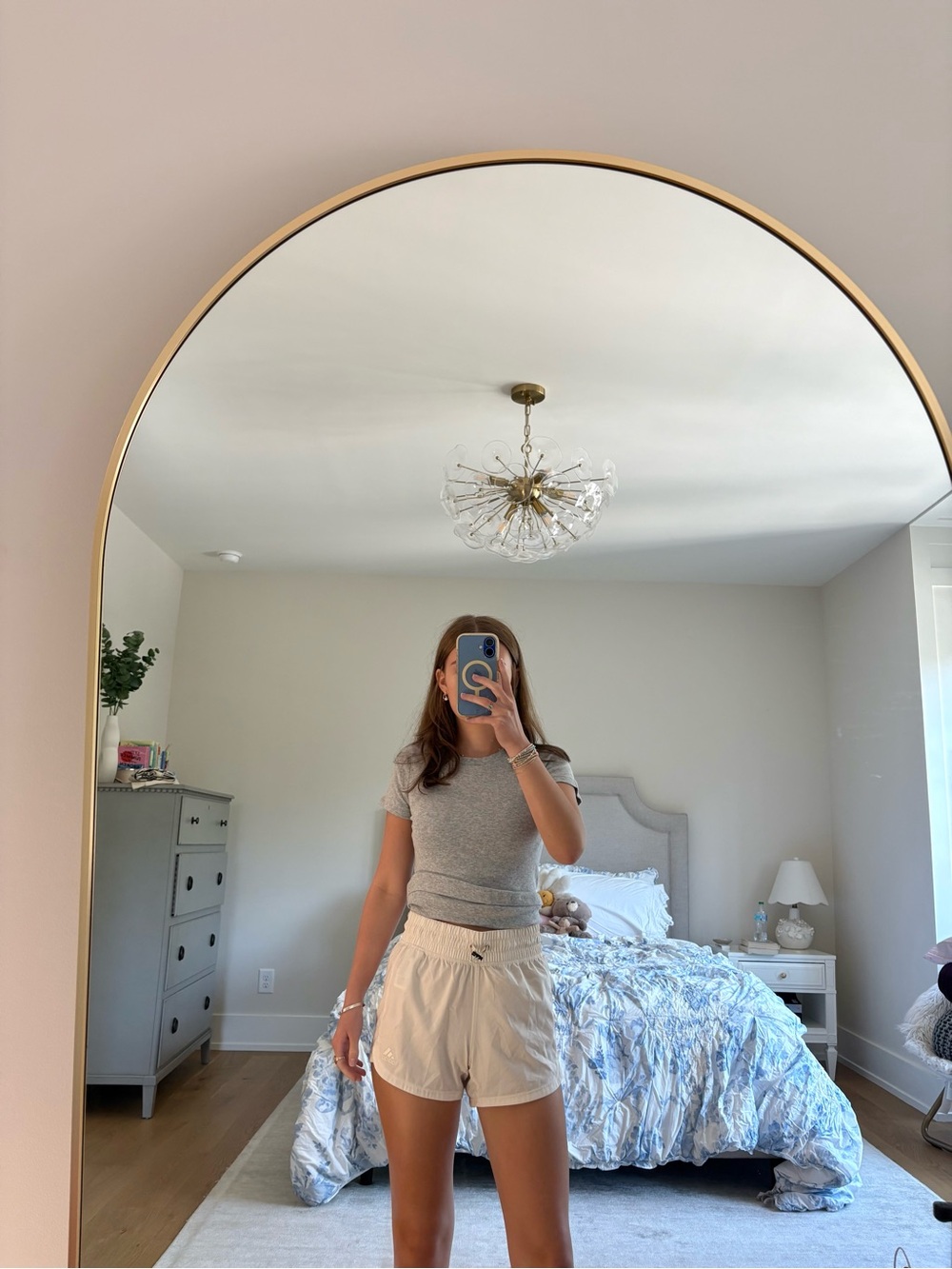 adidas Cream Lightweight Athletic Shorts